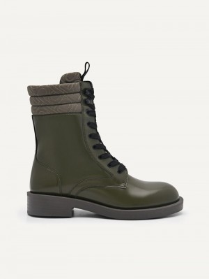 Women's Pedro Icon Leather Boots Ankle Boots Military Green India | O7L-3913