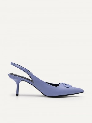 Women's Pedro Icon Leather Pointed Slingback Pumps Violet India | E7S-7439